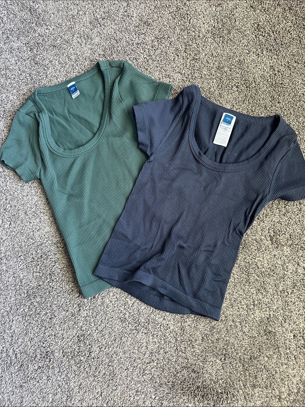 Old Navy Ribbed Scoop Neck Tee - Green and Navy